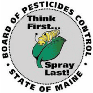 Maine Board of Pesticides Control logo – “Think First… Spray Last!”